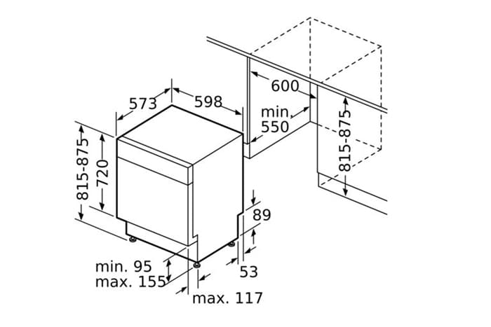 Máy rửa bát bán âm Bosch Serie 6 SMU6ECS57E